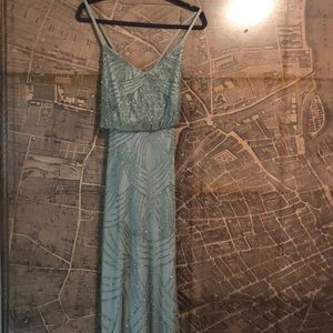 Adriana Papell Beaded Art Deco blouson Mint gown